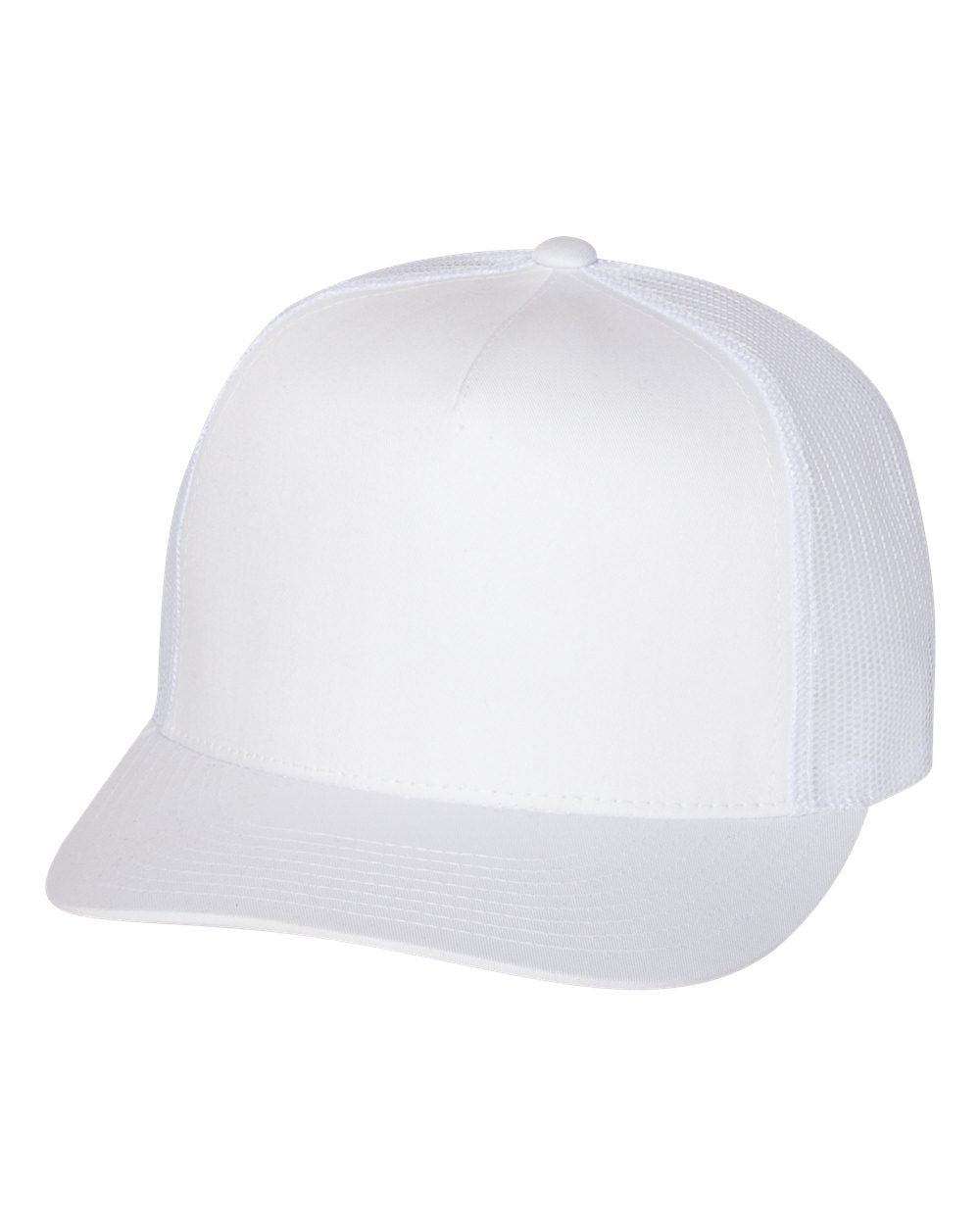 White Color Flat Bill Trucker Cap