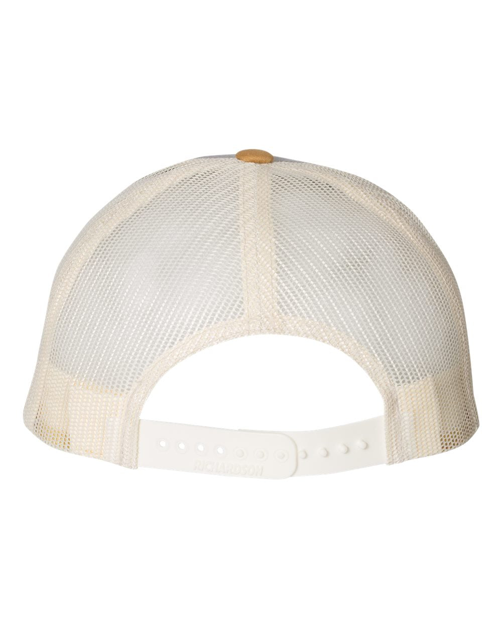 Richardson Low Pro Trucker Cap 115 Heather Grey, Birch and Amber Gold Color Richardson Low Pro Trucker Cap Back View