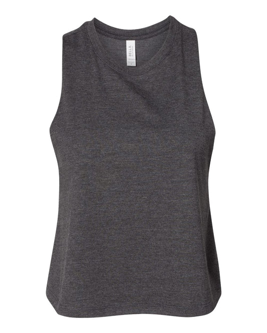 Dark Grey Heather Color Women's Racerback Crop Tank