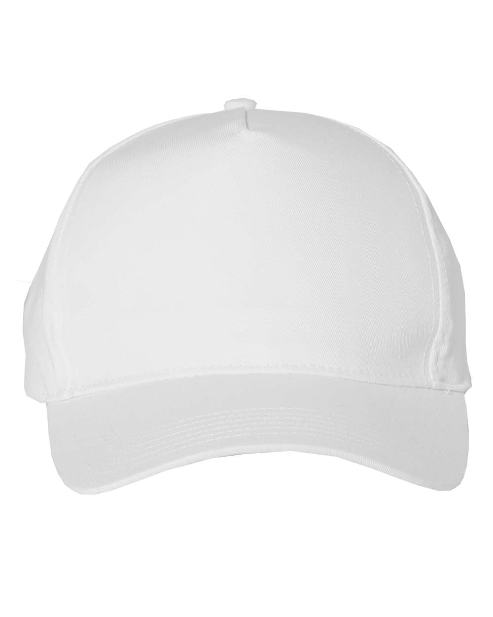 White Color Valucap Five-Panel Twill Cap