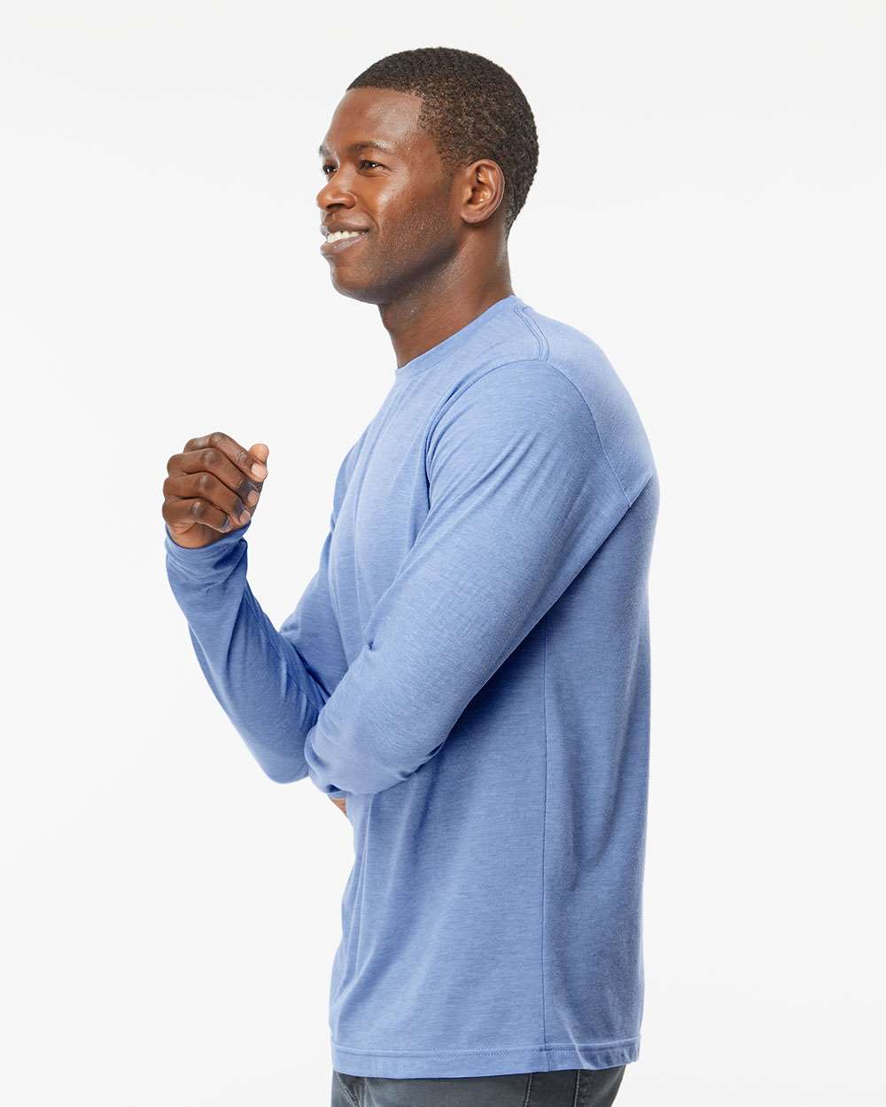 M&O Poly-Blend Long Sleeve T-Shirt 3520 #colormdl_Heather Blue