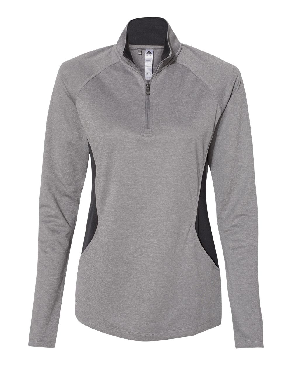 Adidas A281 Women's Lightweight Quarter-Zip Pullover #color_Grey Three Heather/ Carbon