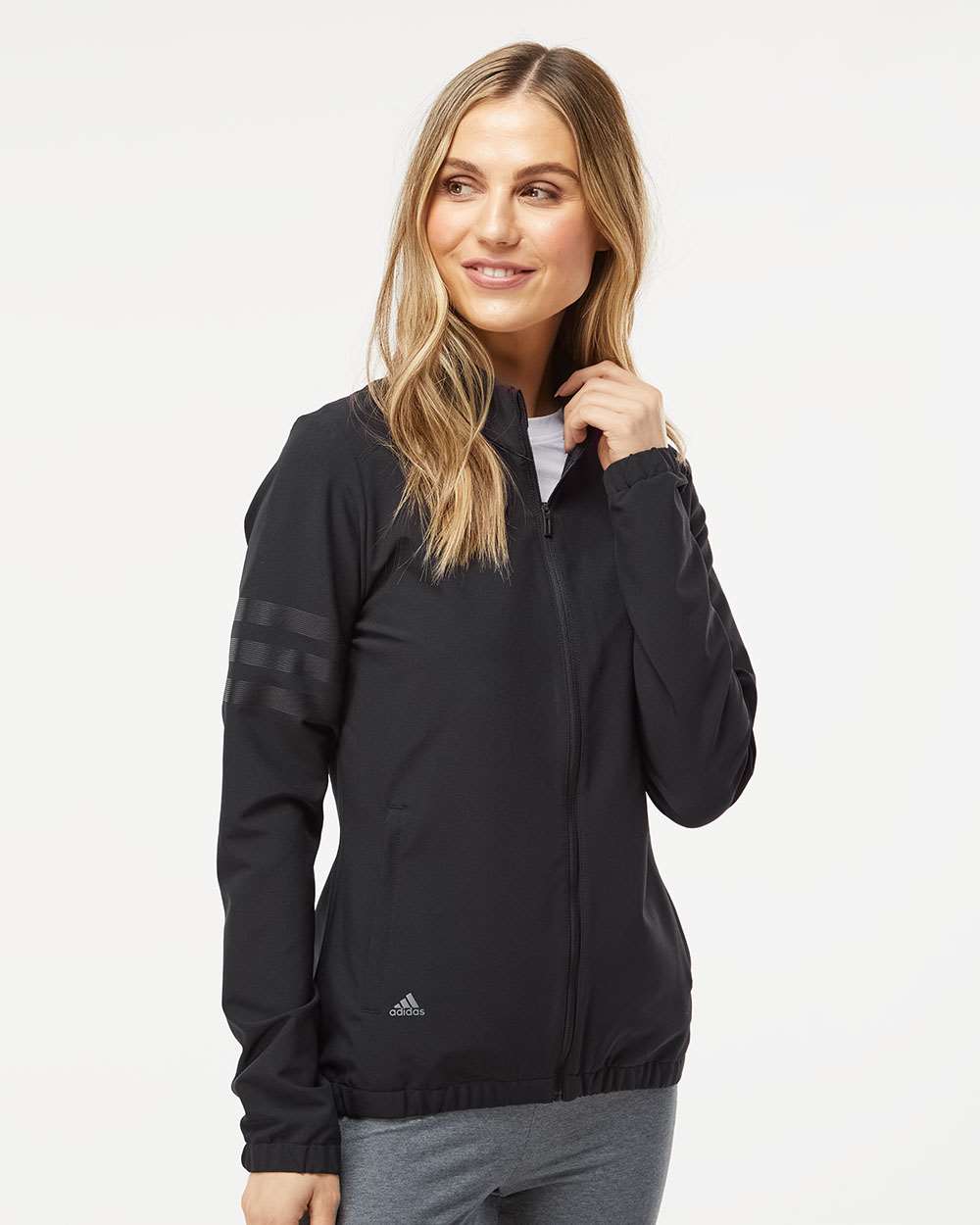 Adidas A268 Women's 3-Stripes Full-Zip Jacket #colormdl_Black