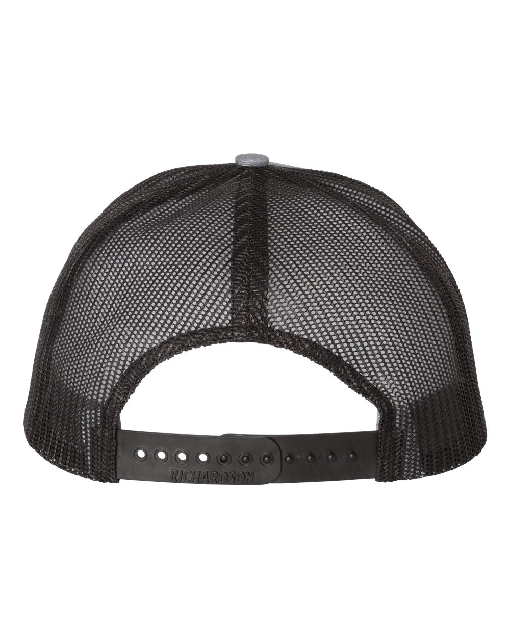 Richardson Adjustable Snapback Trucker Cap 112 Heather Grey and Black Color Adjustable Snapback Trucker Cap Back View