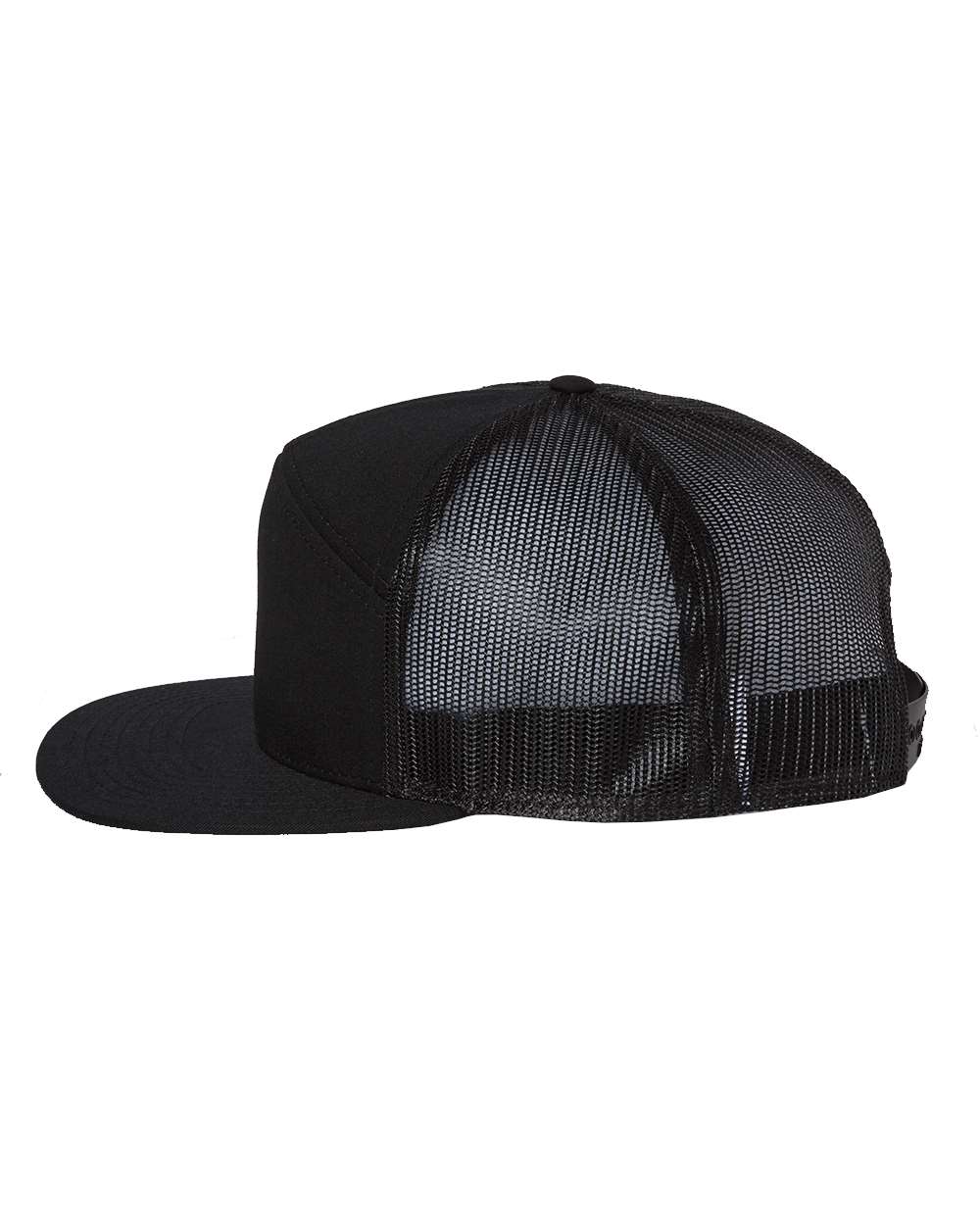 Richardson Seven-Panel Trucker Cap 168 Black Color Richardson Seven-Panel Trucker Cap Side View