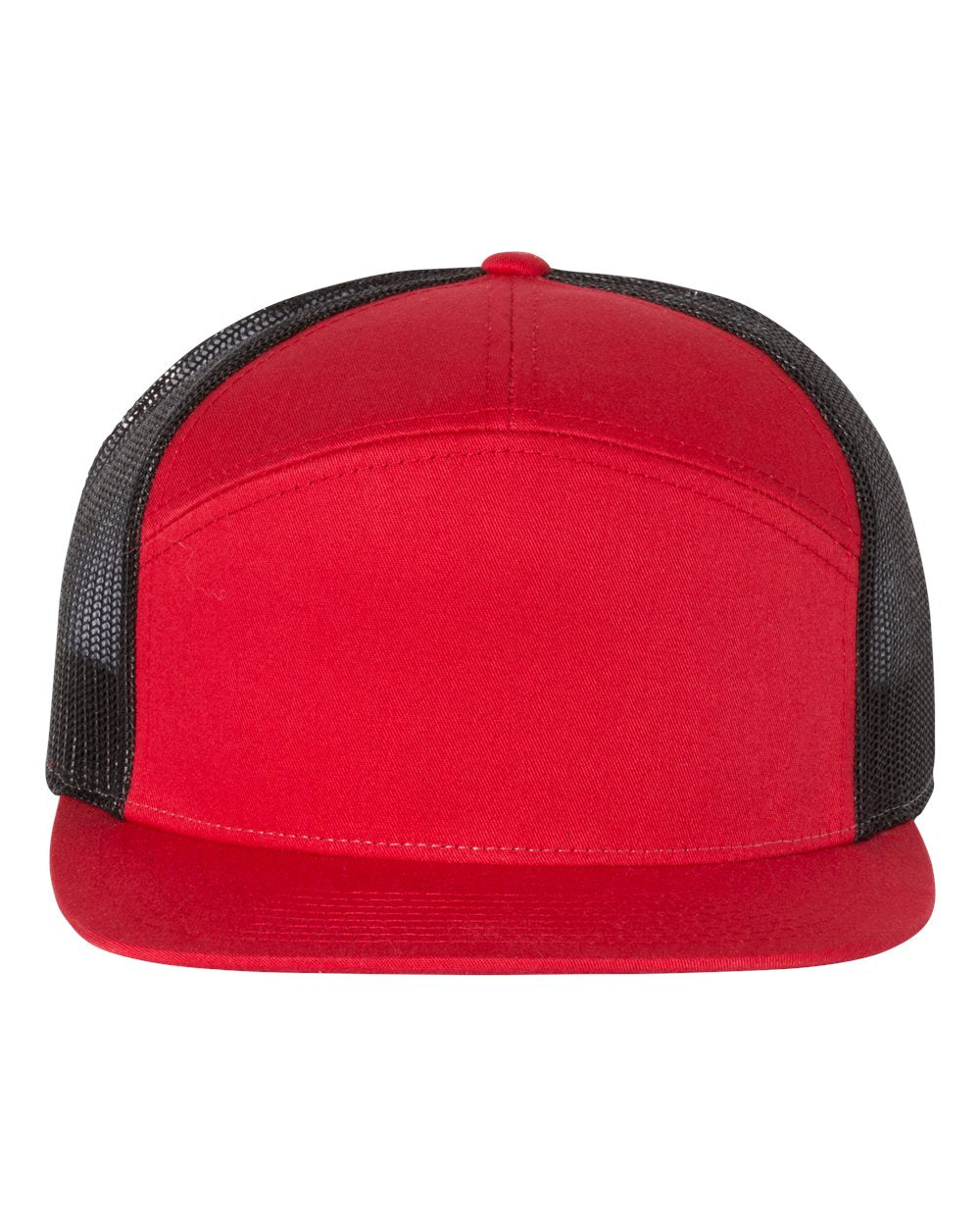 Richardson Seven-Panel Trucker Cap 168 Red and Black Color Seven-Panel Trucker Cap