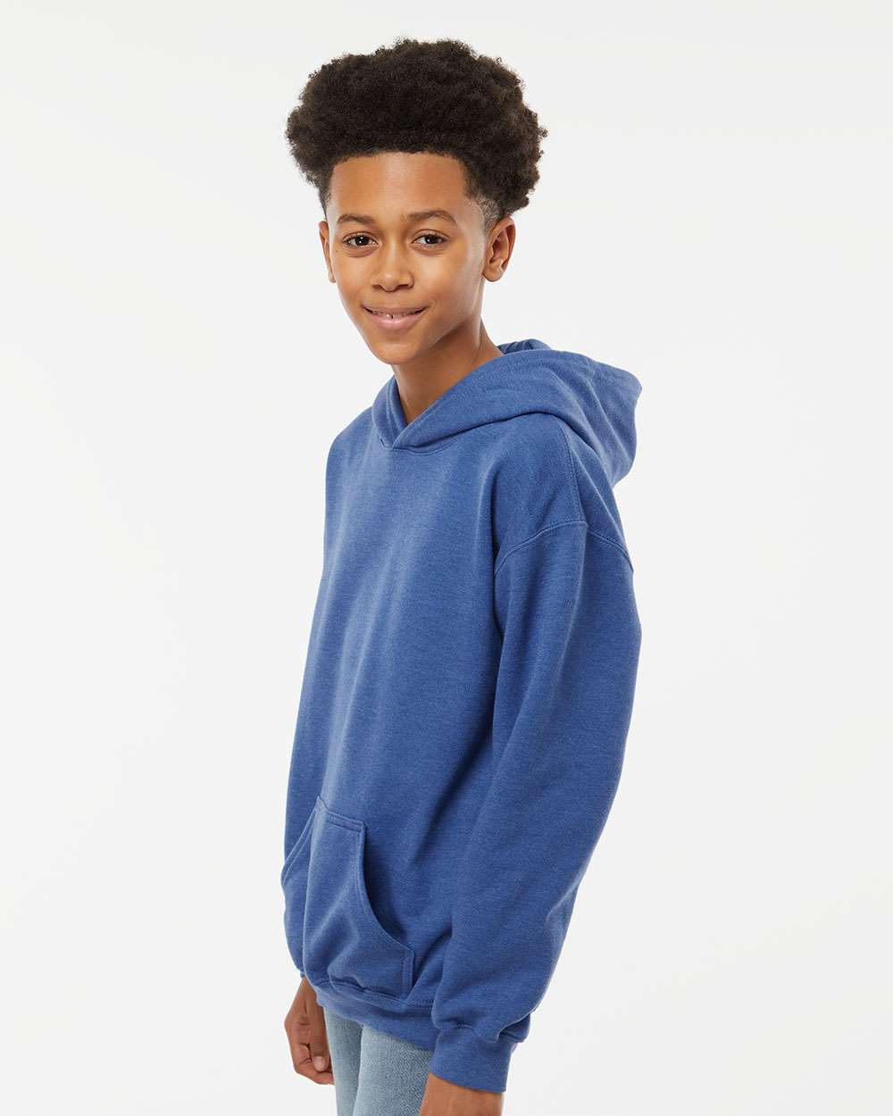 M&O Youth Fleece Pullover Hoodie 3322 #colormdl_Heather Royal