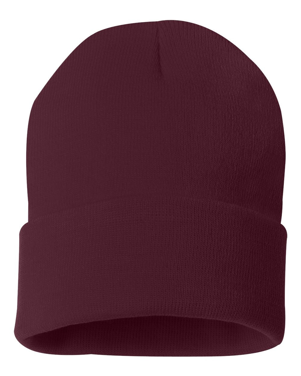 Maroon Color Sportsman Solid 12" Cuffed Beanie