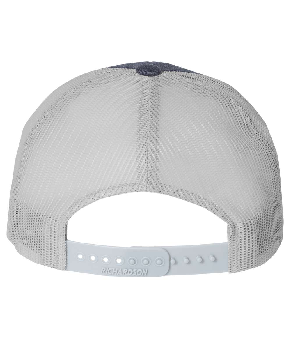 Heather Navy and Silver Charcoal Color Richardson Low Pro Trucker Cap Back View