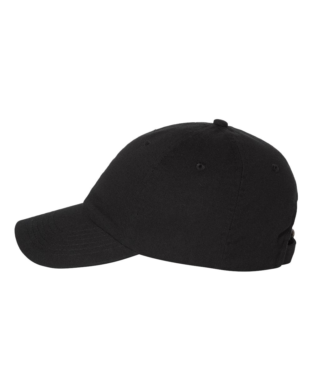 Black Color Adult Bio-Washed Classic Dad’s Cap Side View