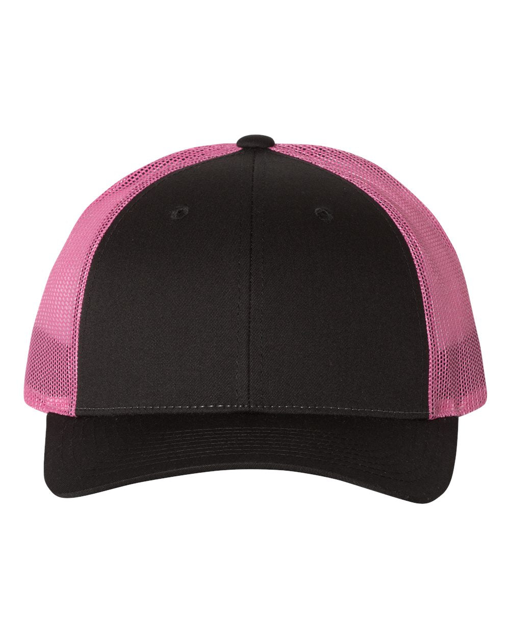 Black and Neon Pink Color Richardson Low Pro Trucker Cap