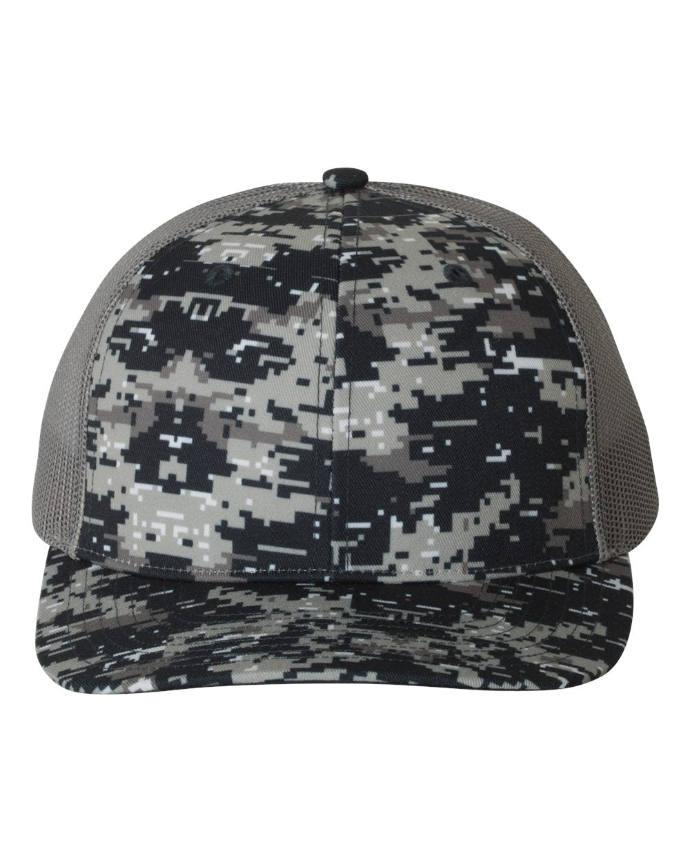 Navy Digital Camo and Charcoal Color Patterned Snapback Trucker Cap