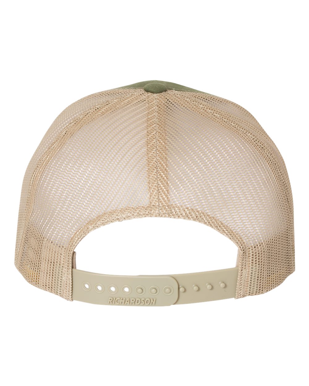 Army Olive, Green and Tan Color Five-Panel Trucker Cap Back View
