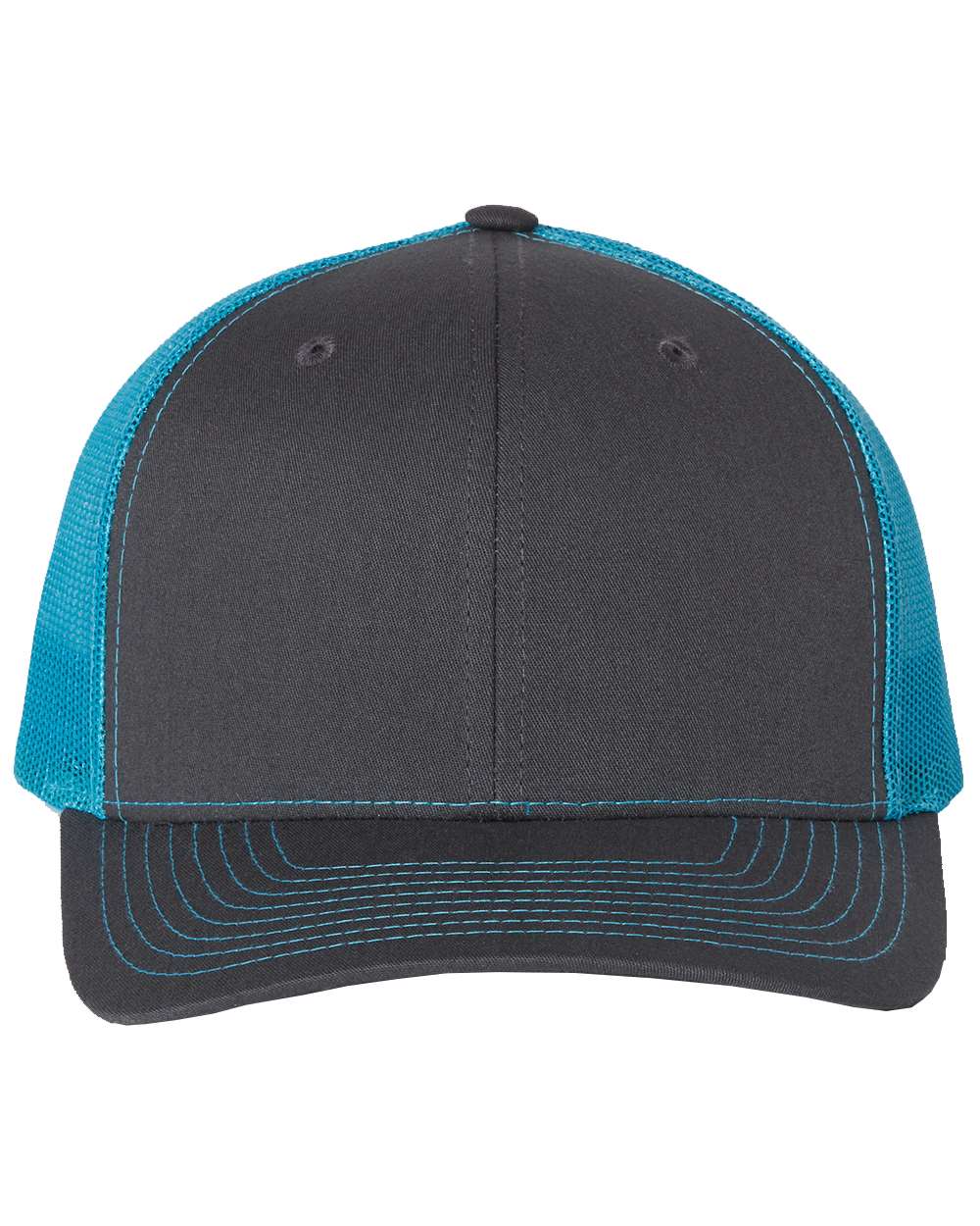 Charcoal and Neon Blue Color Adjustable Snapback Trucker Cap