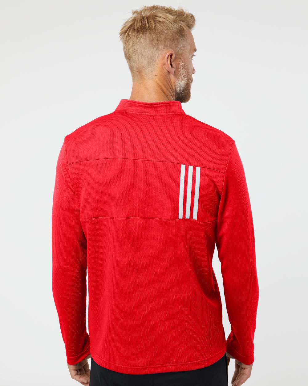 Adidas  A482 3-Stripes Double Knit Quarter-Zip Pullover #colormdl_Team Collegiate Red/ Grey Two