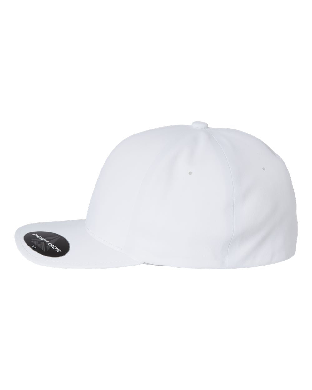 White Color Flexfit Delta® Seamless Cap Side View
