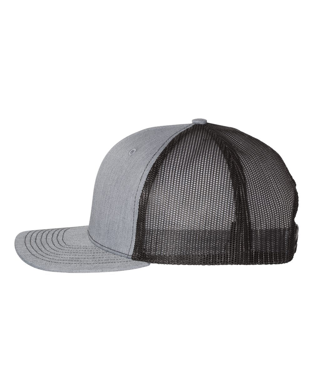 Heather Grey and Black Color Adjustable Snapback Trucker Cap Side View