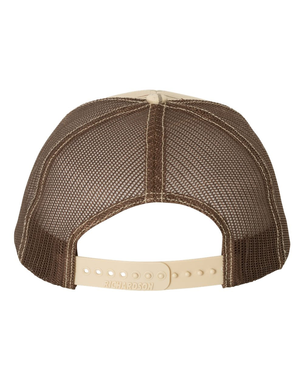 Plaid Print Khaki, Black and Brown Color Patterned Snapback Trucker Cap Back View