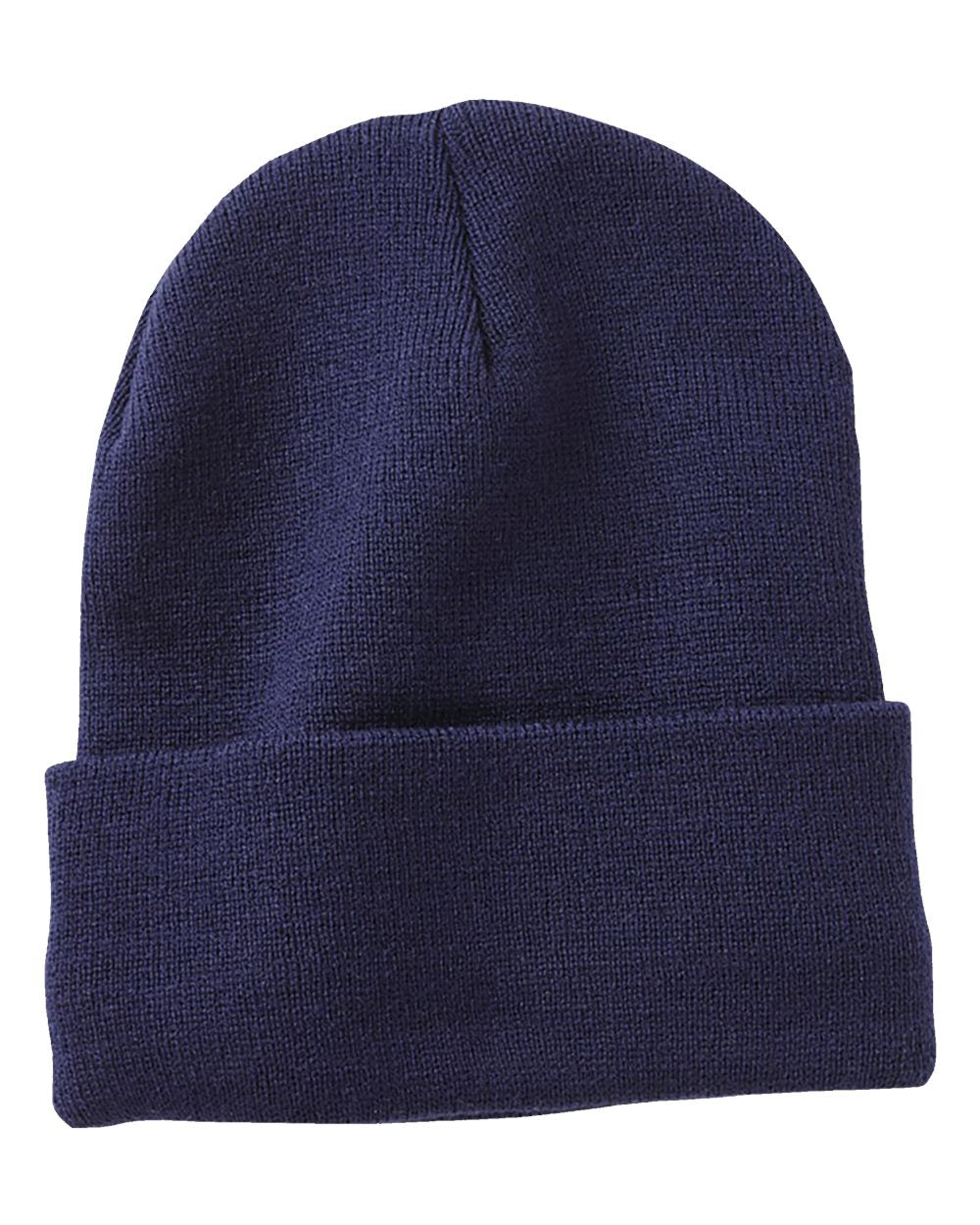 Navy Color Sherpa Lined 12" Cuffed Beanie