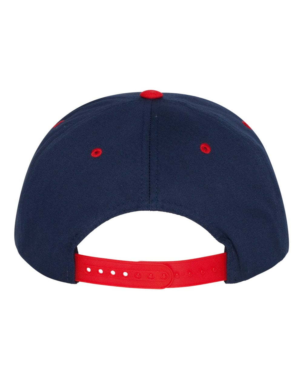 Navy and Red Color Flat Bill Cap Back View