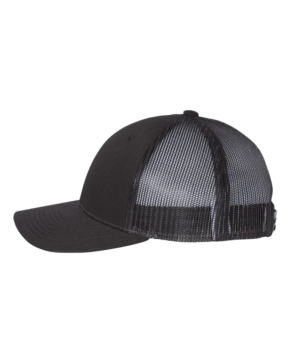 Black Color Richardson Low Pro Trucker Cap Side View