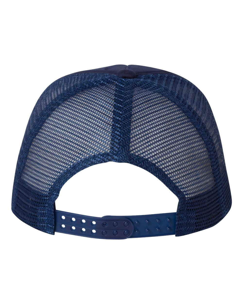 Navy and Navy Color Mesh-Back Trucker Cap View Side