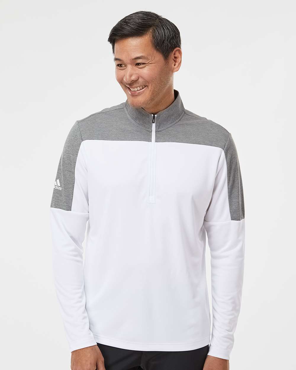 Adidas A552 Lightweight Quarter-Zip Pullover #colormdl_White/ Grey Three Melange
