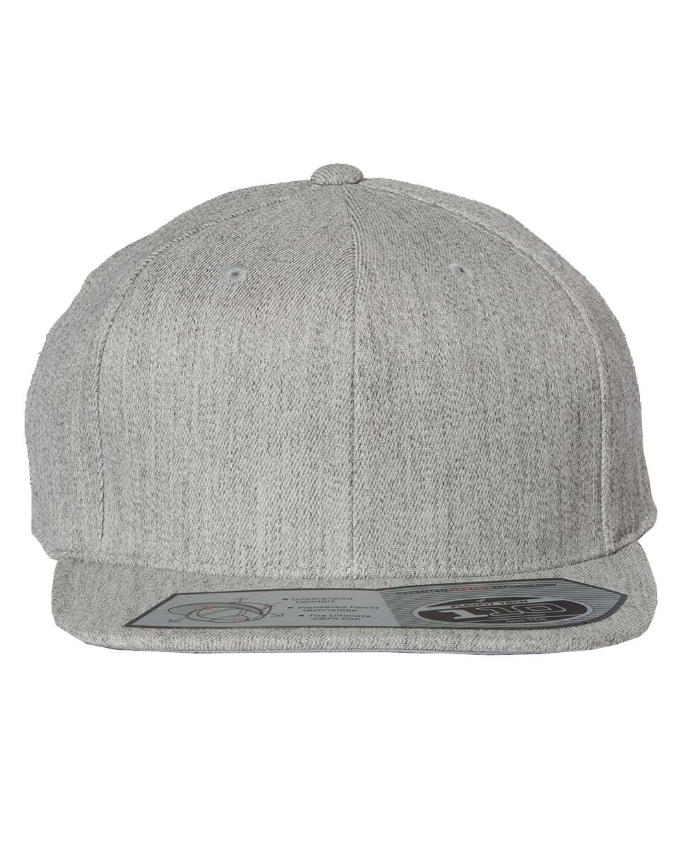 Flexfit 110® Flat Bill Snapback Cap 110F Heather Grey Color Flexfit 110® Flat Bill Snapback Cap