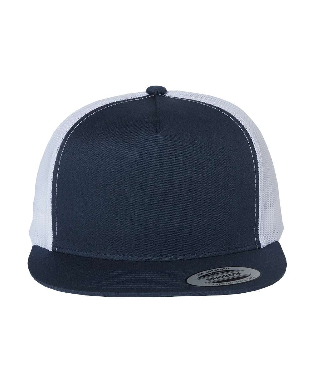 Navy and White Color Flat Bill Trucker Cap