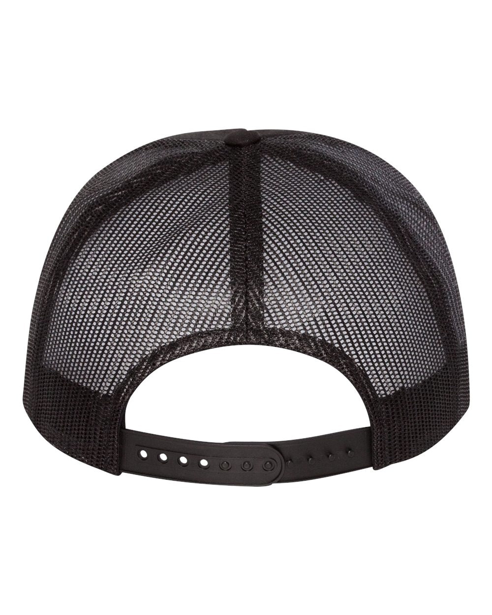 Black Color Flat Bill Trucker Cap Bac View