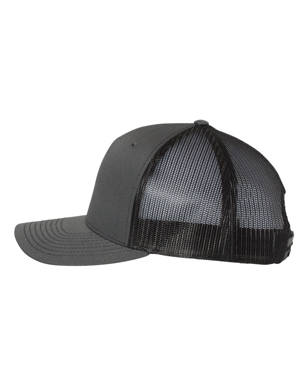 Charcoal and Black Color Five-Panel Trucker Cap Side View