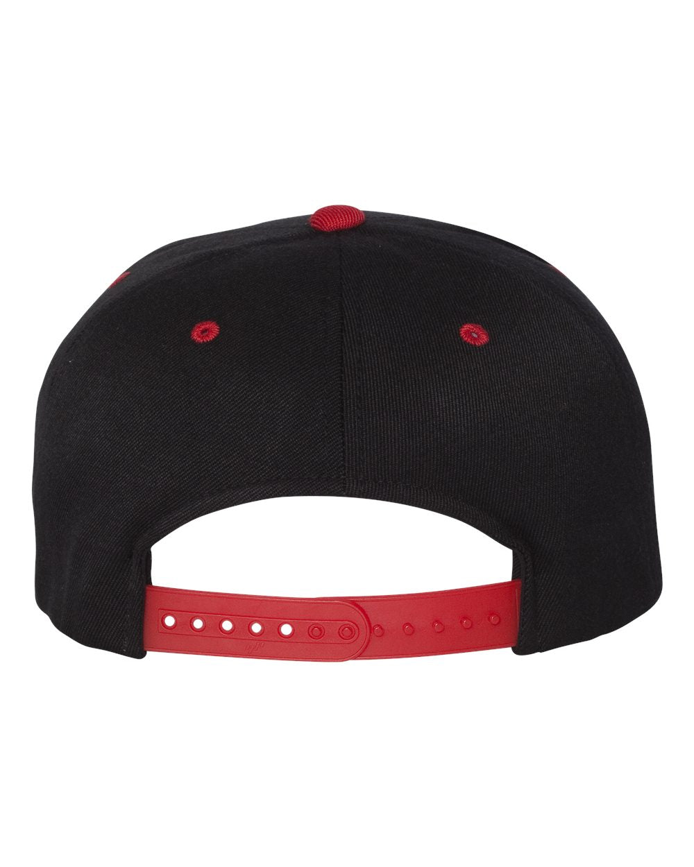 Flexfit 110® Flat Bill Snapback Cap 110F Black and Red Color Flexfit 110® Flat Bill Snapback Cap Back View