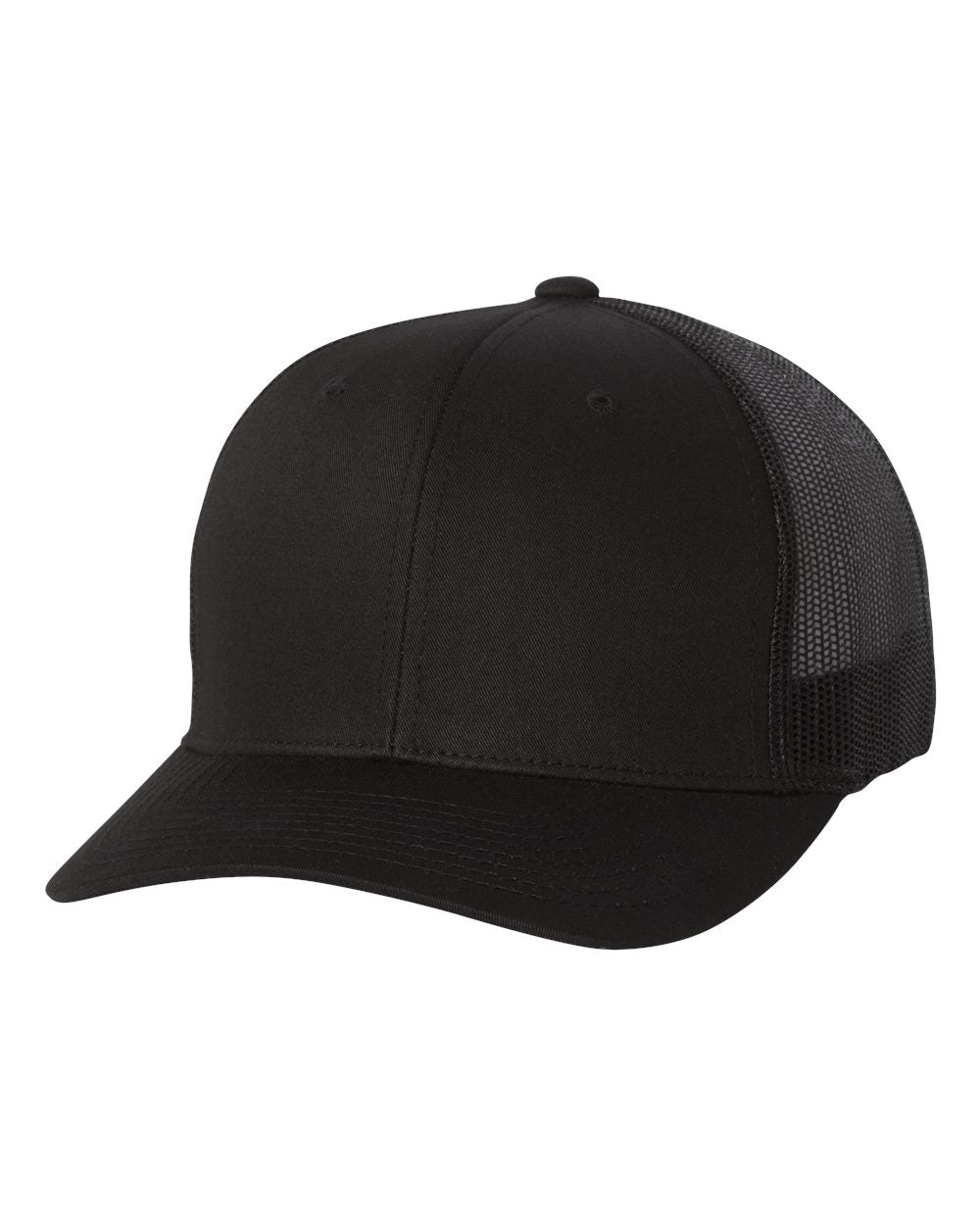 YP Classics Six-Panel Retro Trucker Cap 6606 Black Color Six-Panel Retro Trucker Cap