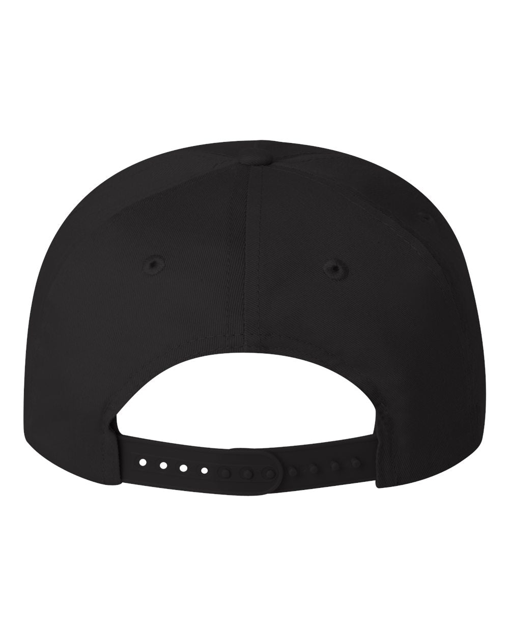 Black Color Valucap Five-Panel Twill Cap Back View