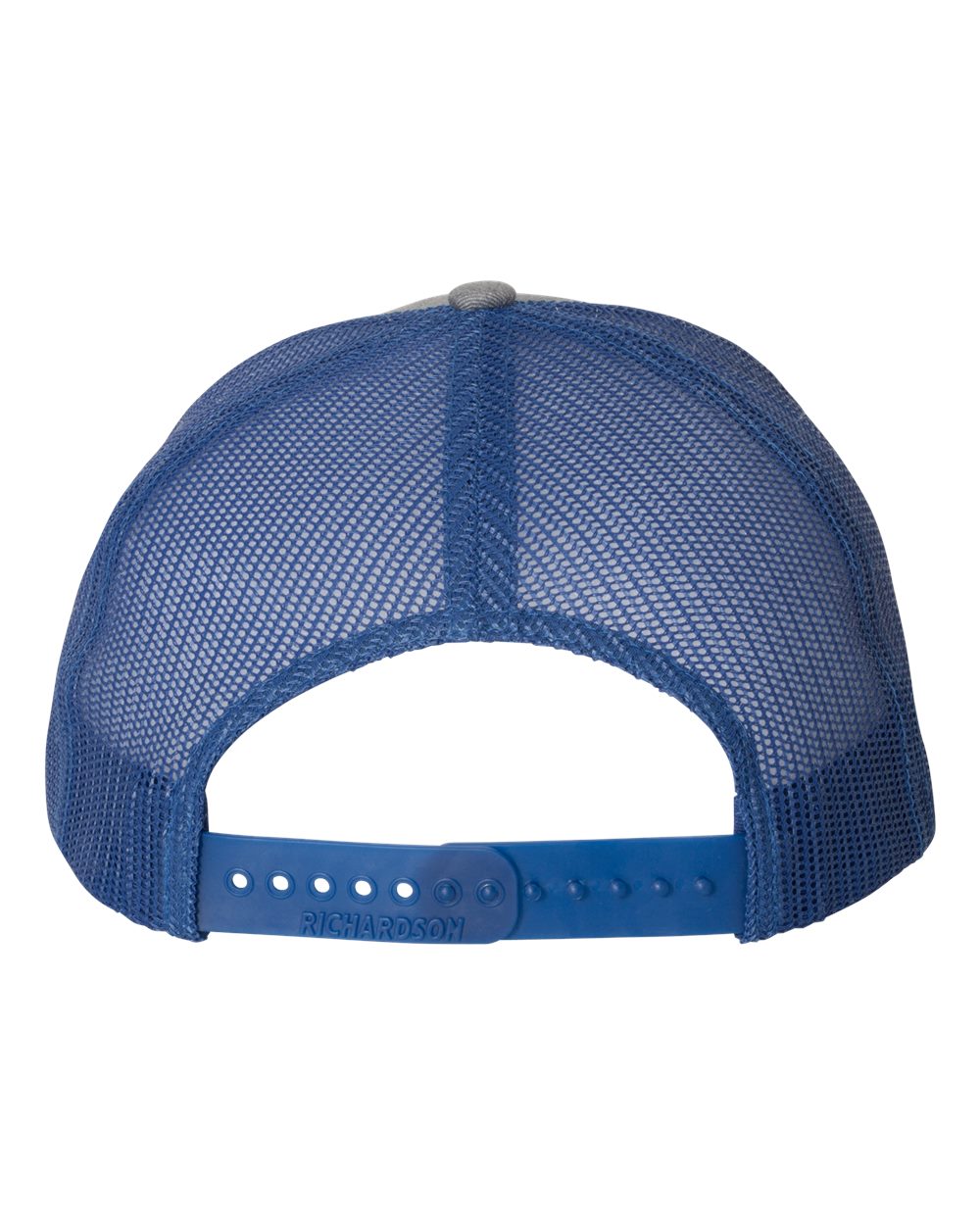 Heather Grey and Royal Adjustable Snapback Trucker Cap Back View