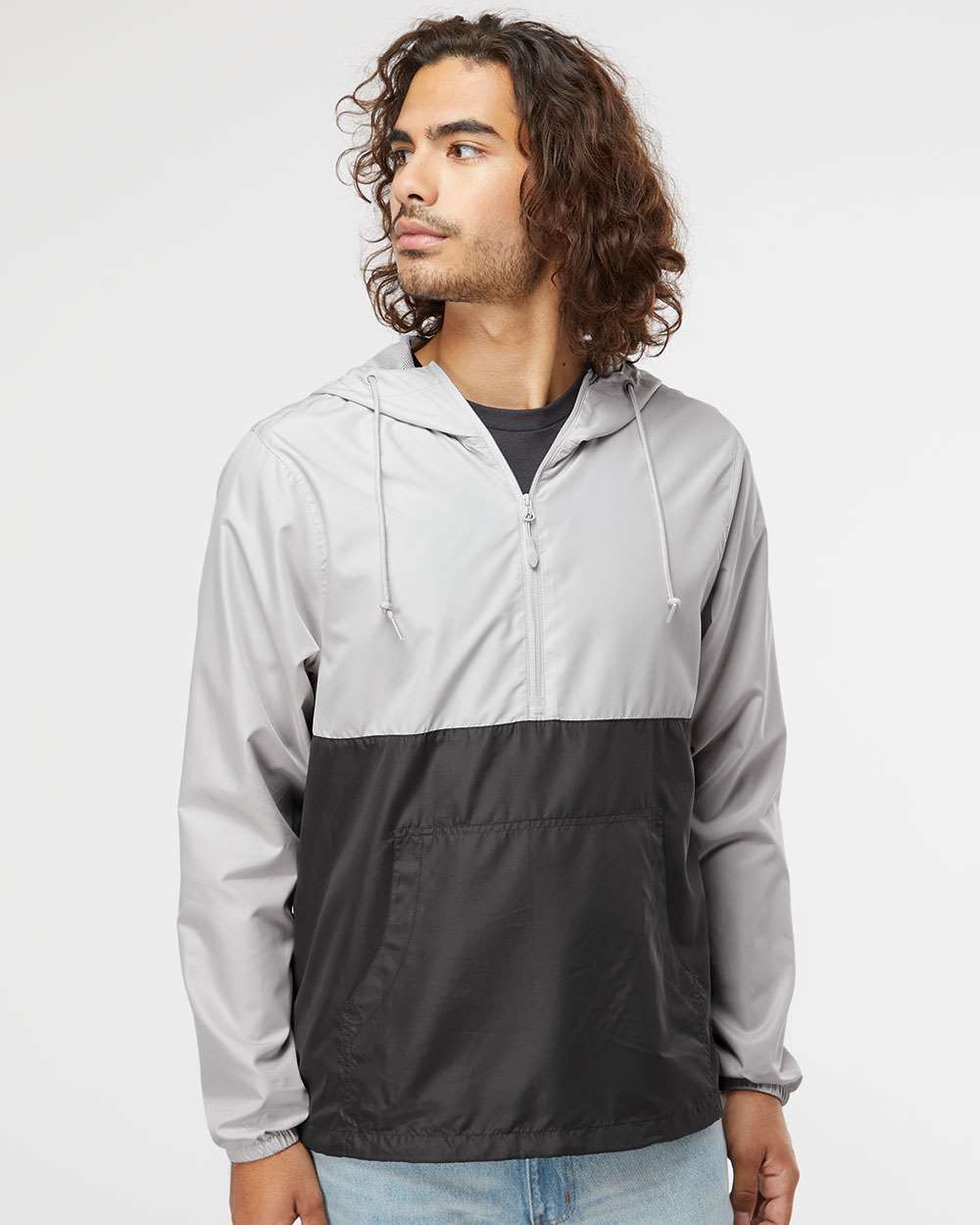 Independent Trading Co. Unisex Lightweight Quarter-Zip Windbreaker Pullover Jacket EXP54LWP #colormdl_Smoke/ Graphite