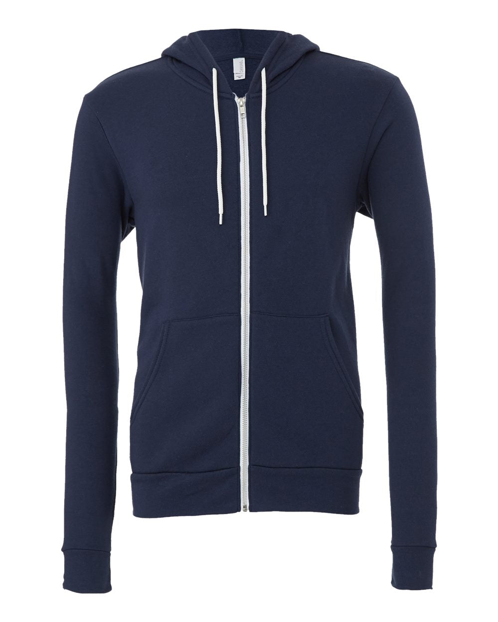 Navy Color Unisex Sponge Fleece Full-Zip Hoodie