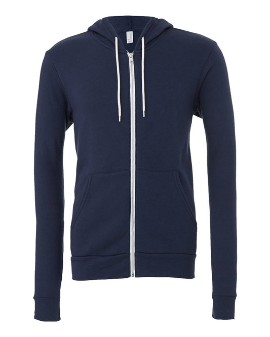 Navy Color Unisex Sponge Fleece Full-Zip Hoodie