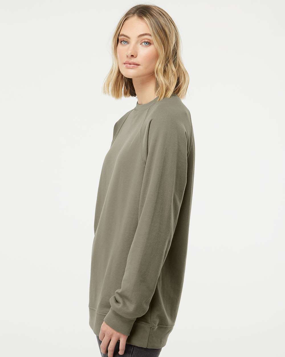 Independent Trading Co. Icon Unisex Lightweight Loopback Terry Crewneck Sweatshirt SS1000C #colormdl_Olive