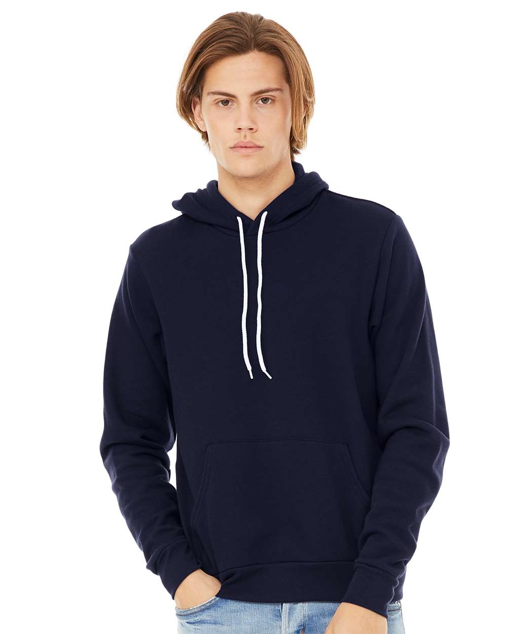 BELLA + CANVAS Unisex Sponge Fleece Hoodie 3719 mdl Navy Color Unisex Sponge Fleece Hoodie