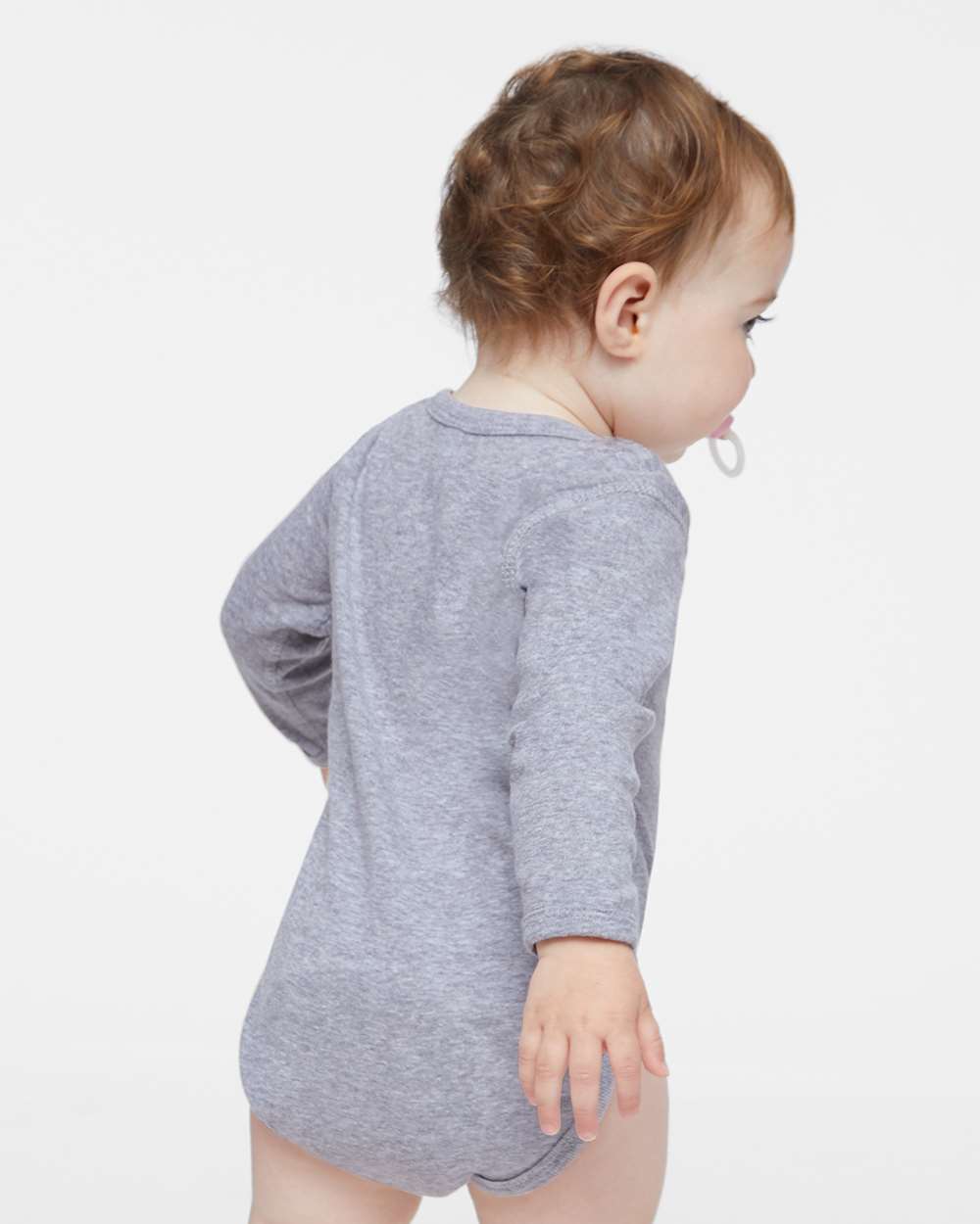 Rabbit Skins Infant Long Sleeve Baby Rib Bodysuit 4411 #colormdl_Heather