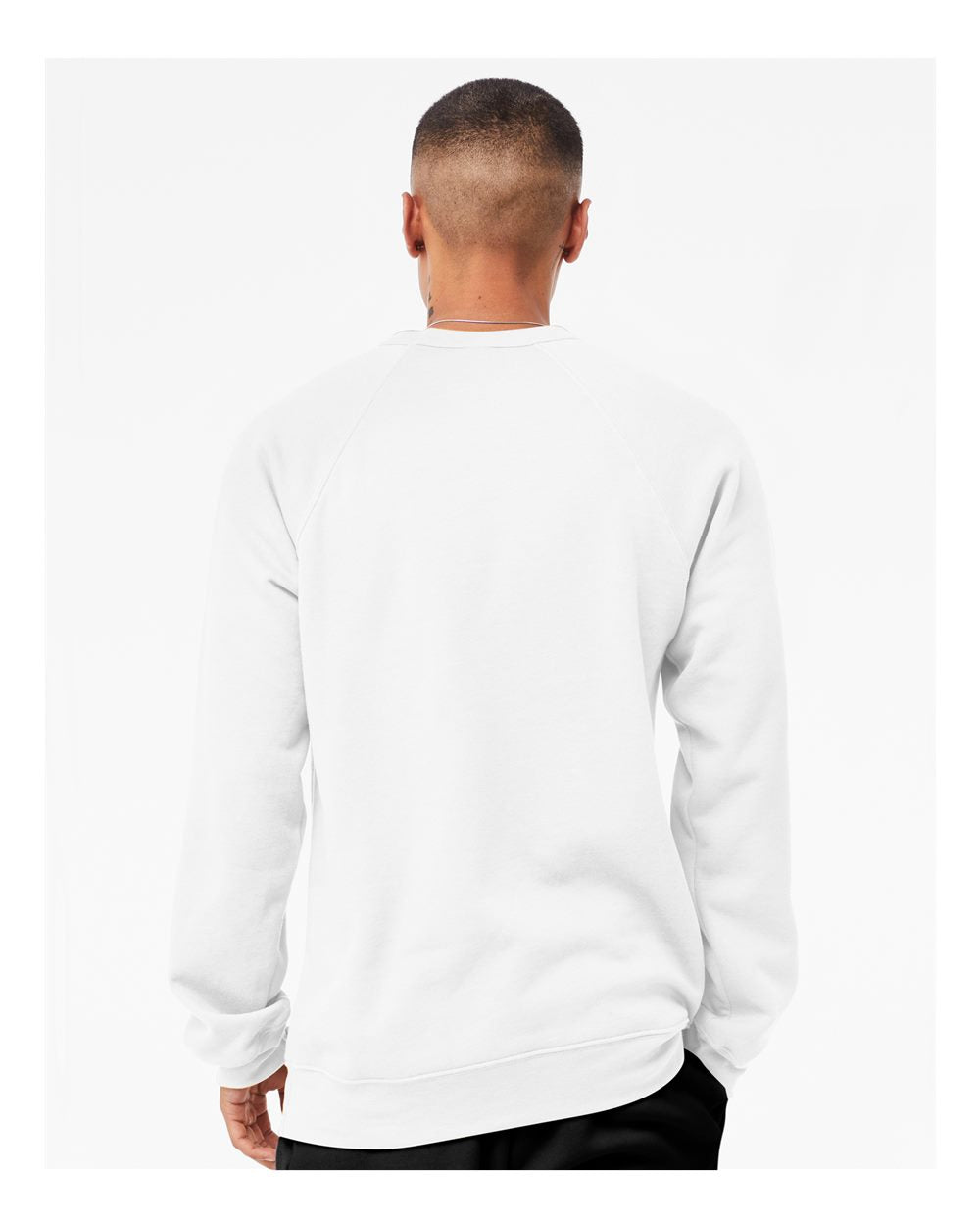 mdl White Color Unisex Sponge Fleece Raglan Crewneck Sweatshirt