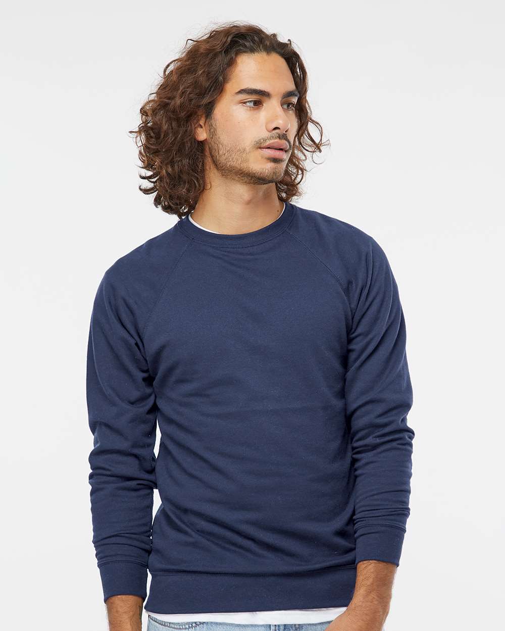 Independent Trading Co. Icon Unisex Lightweight Loopback Terry Crewneck Sweatshirt SS1000C #colormdl_Indigo