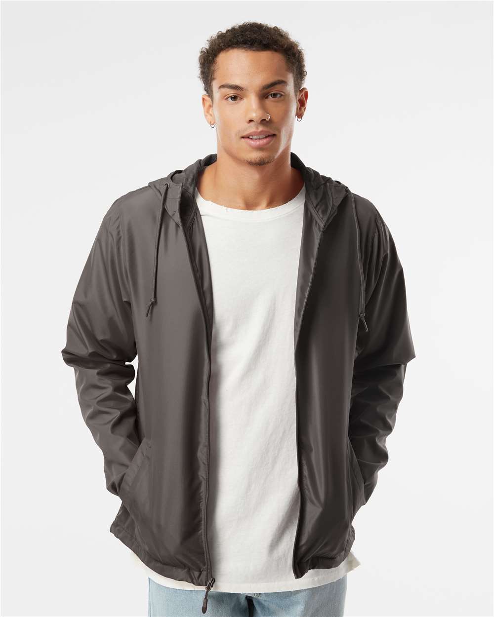Independent Trading Co. Unisex Lightweight Windbreaker Full-Zip Jacket EXP54LWZ #colormdl_Graphite