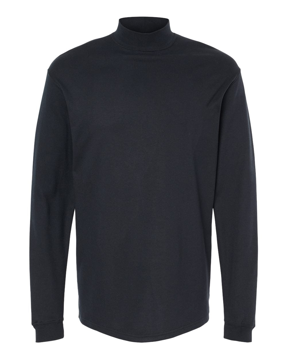 King Fashion Jersey Interlock Mockneck Long Sleeve T-Shirt KF4600 #color_Black
