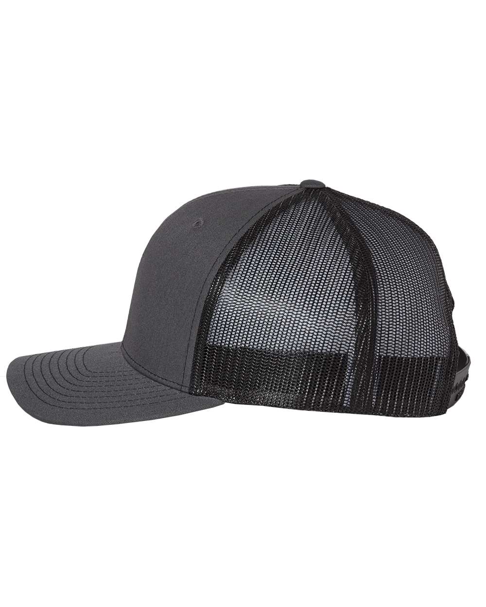 Charcoal and Black Color Adjustable Snapback Trucker Cap Side View