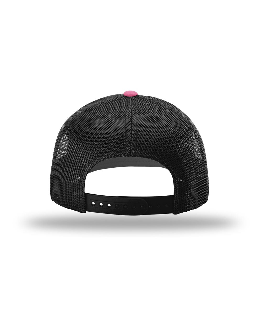 Hot Pink and Black Color Richardson Low Pro Trucker Cap Back View