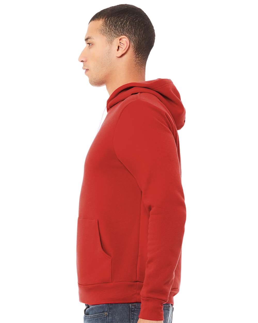 BELLA + CANVAS Unisex Sponge Fleece Hoodie 3719 mdl Red Color Unisex Sponge Fleece Hoodie