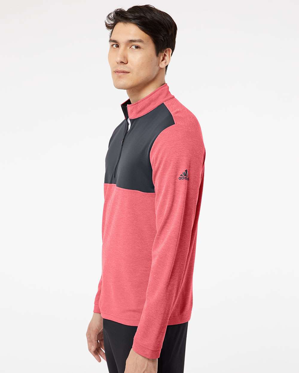 Adidas A280 Lightweight Quarter-Zip Pullover #colormdl_Power Red Heather/ Carbon