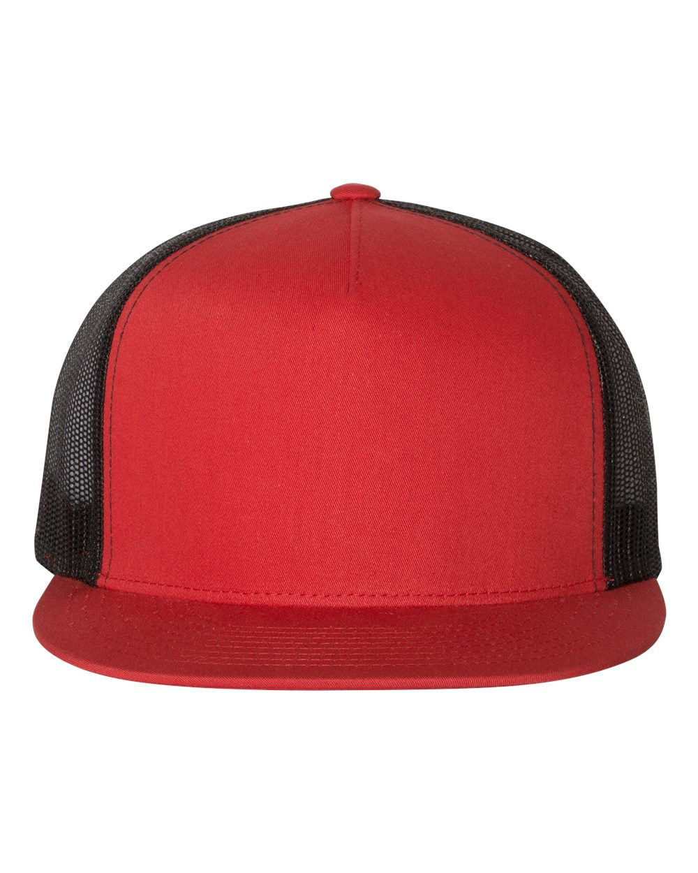 Red and Black Color Flat Bill Trucker Cap